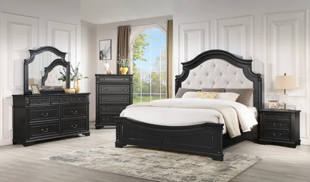 6020  8pc Midnight Black Bedroom Set/Mattress and TV Included