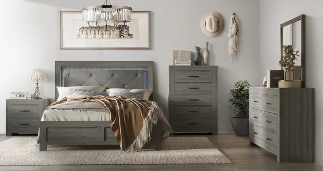 TSF Moonlight 8pc Bedroom Set/Mattress and 55' Vizio Tv Included